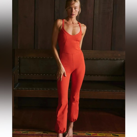 FREE PEOPLE MOVEMENT let’s bounce Onesie Medium Orange - Picture 4 of 10
